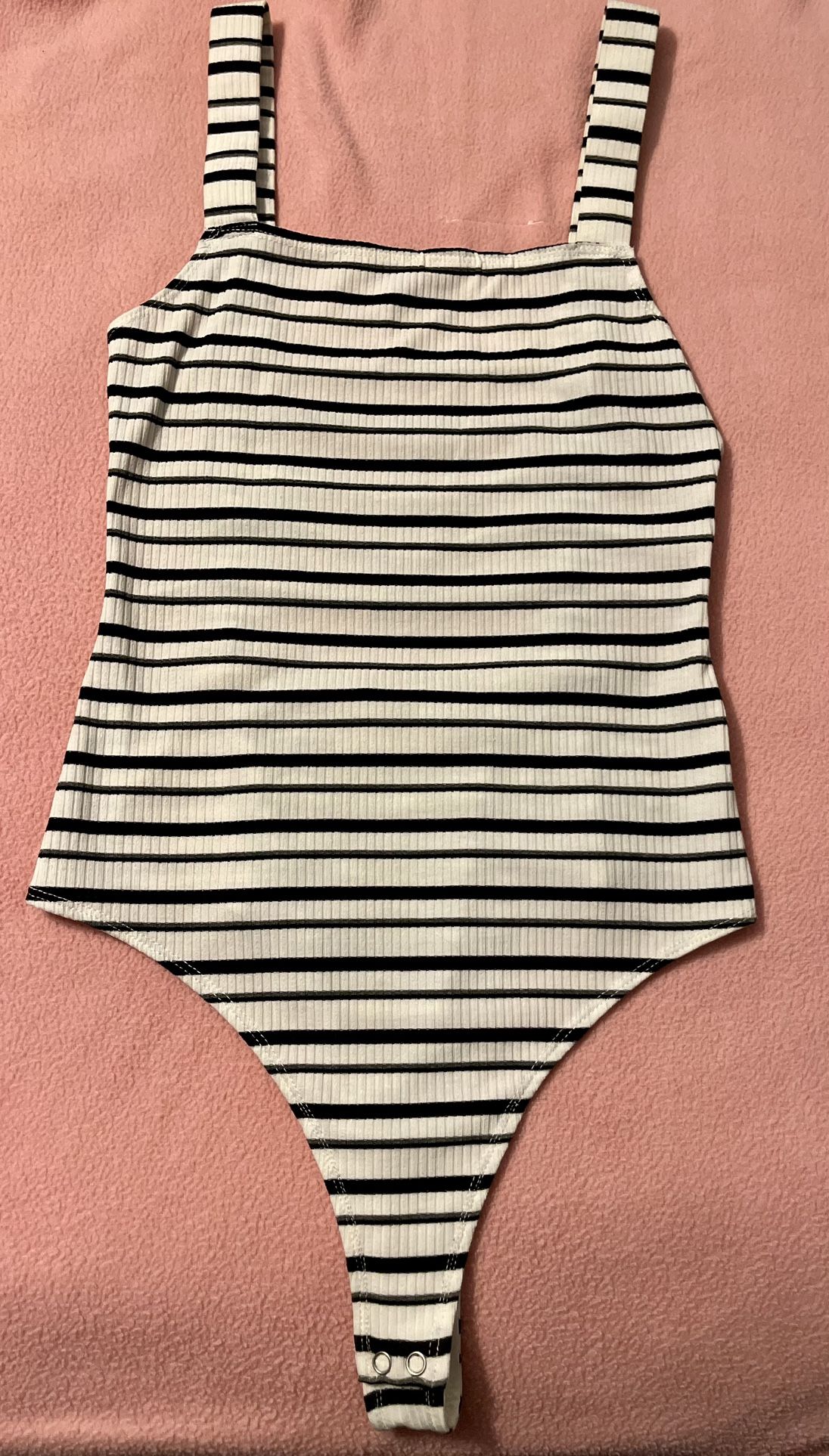 Blush - black & white striped bodysuit 