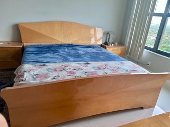 Solid Wood King Bedroom Set – Bed, Nightstands, Dresser & Armoire – $300