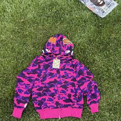 1:1 Purple Bape Hoodie - Size : L 