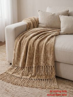 Throw Blanket for Couch, 50"x60", Beige