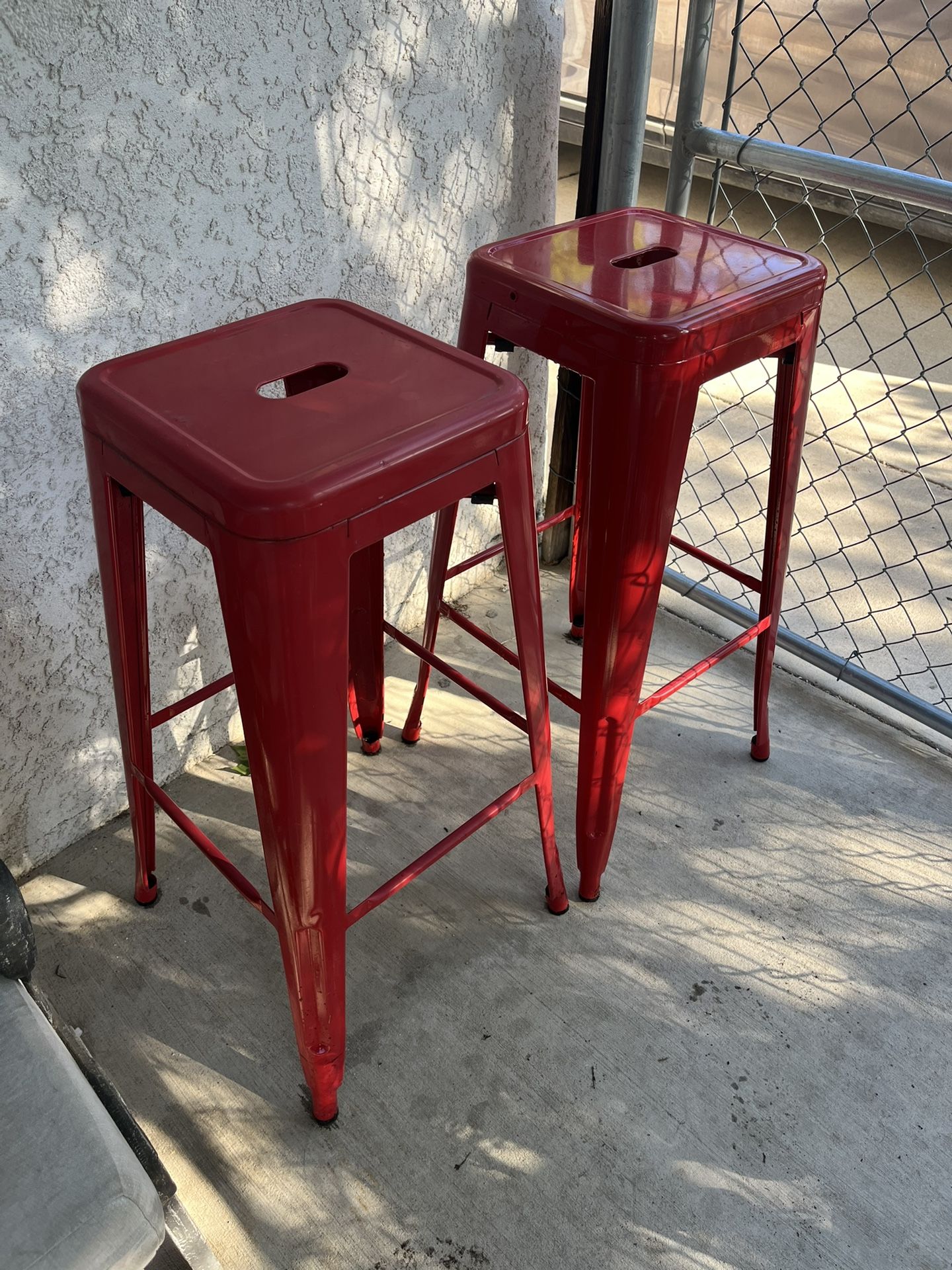 Set Of Two Red Barstools