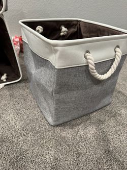 Foldable Fabric Storage Bin 13” with Hard Bottom & Handles