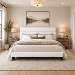 White Velvet King Size Bed Frame