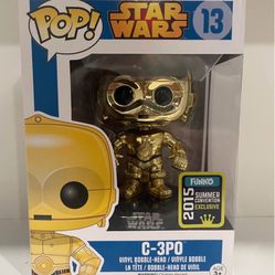 RARE 2015 FUNKO POP COLLECTABLE TOY FIGURINES STAR WARS #13 C-3PO SUMMER CONVENTION IN BOX UNOPENED