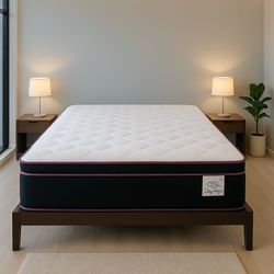Queen Size Mattress Pillow Top 14” Inches  Excellent Comfort Also Available: Twin, Full, And King New From Factory With Its Plastic Same Day Delivery 