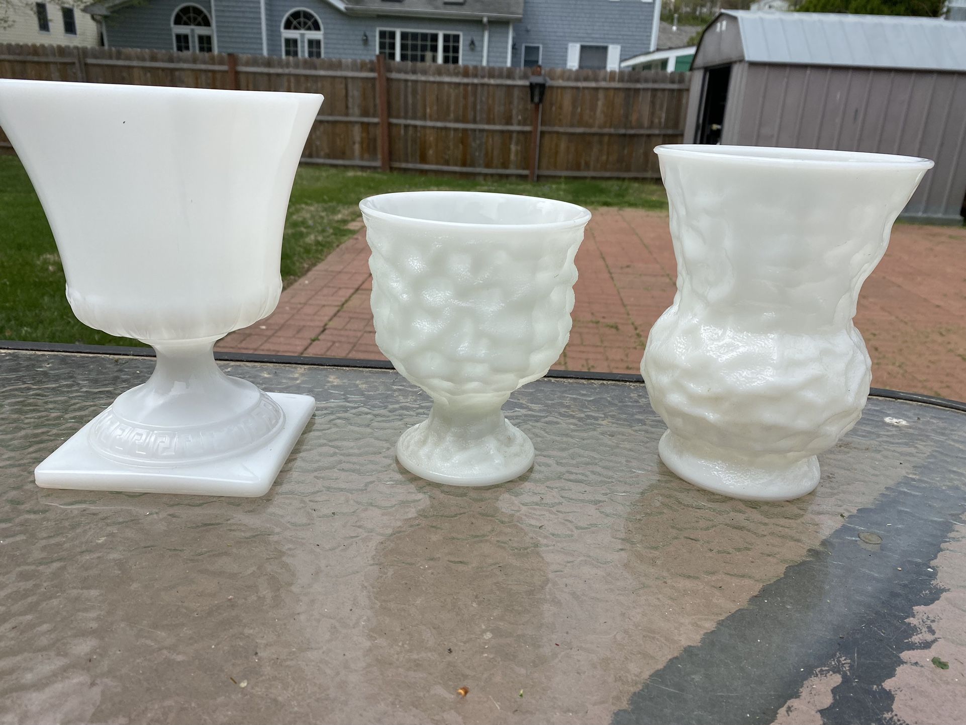 Vintage E.O. Brody Cleveland Milk Glass Textured Crinkle and Smooth Footed & Traditional Vases  Bowls bowl vase