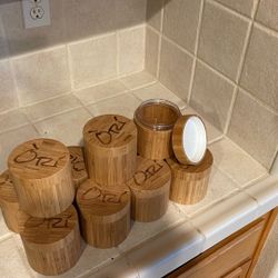 ORI bamboo spice containers or salt boxes, likely branded  11 available $5 Each 