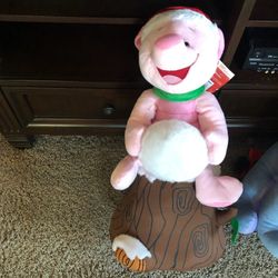 Disney Plush Piglet On A Stump