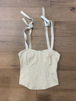 Maeve by Anthropologie cream Textured Tie-Strap Bustier Top. Medium.