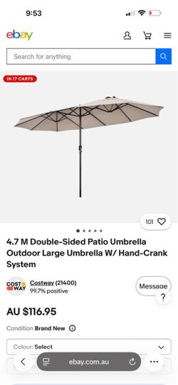 4.7M Double-Sided Patio Umbrella with Hand-Crank