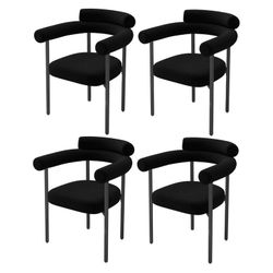 Set of 4 Black Modern Accent Dining Chairs