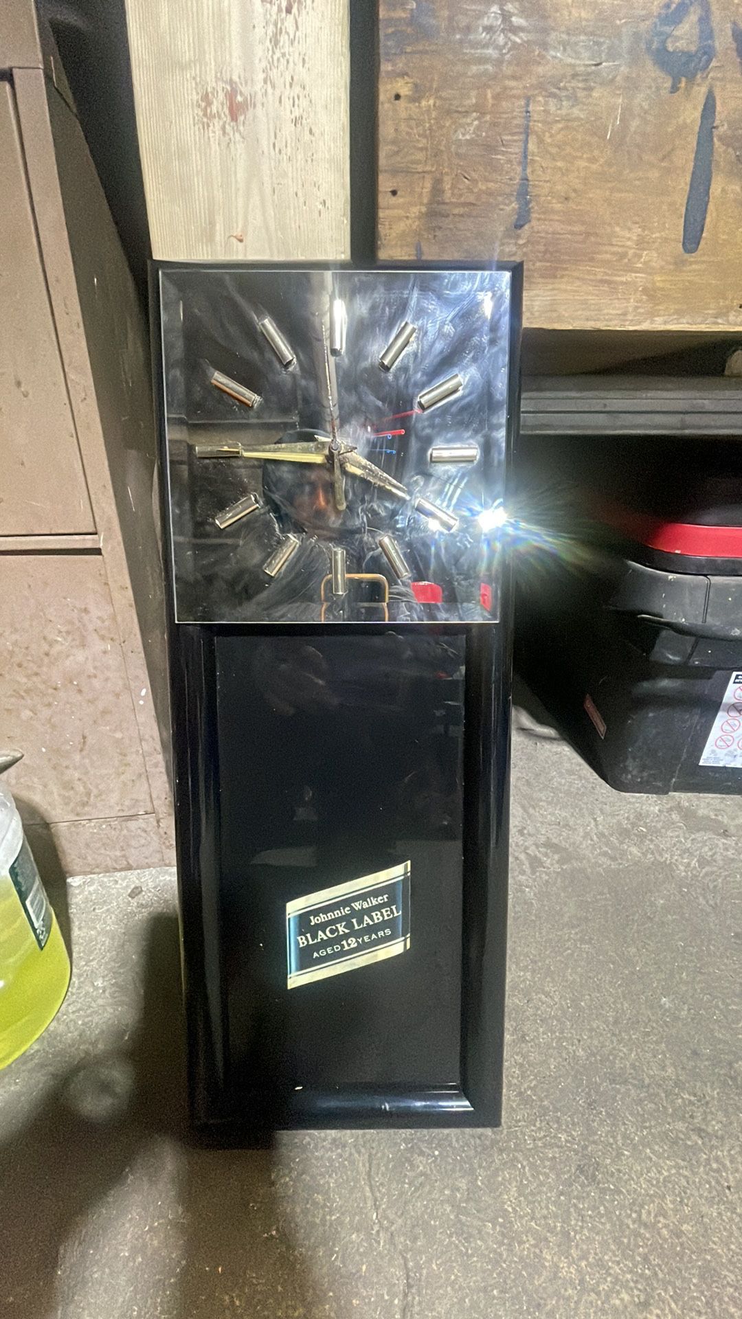 vintage johnnie walker black label mirror clock