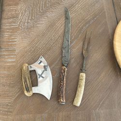 Antique Buckhorn Kitchen Utensils Alaska Ingraved On Chopper