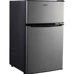 Whirlpool 3.1 cu ft Mini Refrigerator Stainless Steel WH31S1E: Energy Star Certified Dorm Fridge, Reversible Door, 2 Shelves