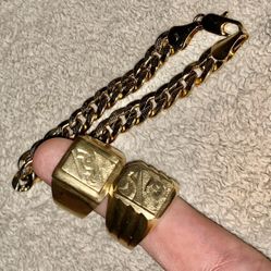 18k 2 Solid Gold Rings With 18k Bracelet. Price Together 