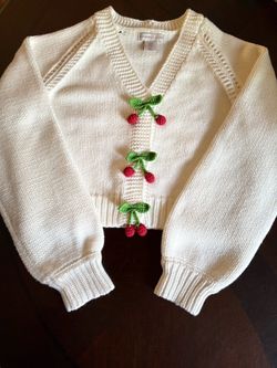 Sincerely Jules Crochet Cherry Crop Cardigan - Size M - Like New - Coquette/Cottagecore