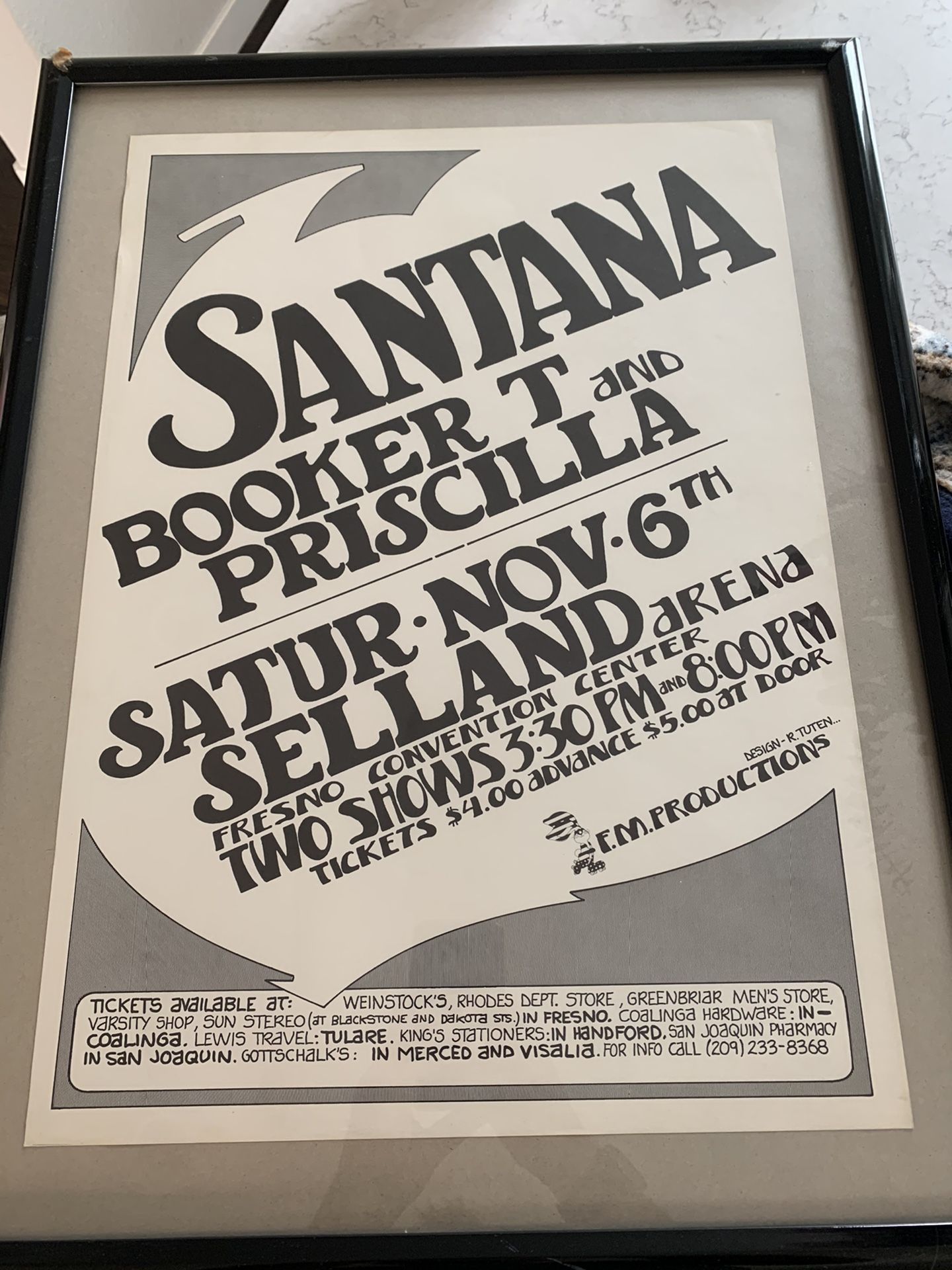 Santana Concert Poster | Fresno | Randy Tuten | Original | 1971