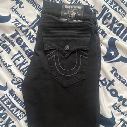 True Religion Ricky Relaxed Straight Black Jeans – Size 32