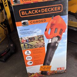 Black+Decker 9 AMP 140 MPH 450 CFM Corded Electric Handheld Axial Leaf Blower 