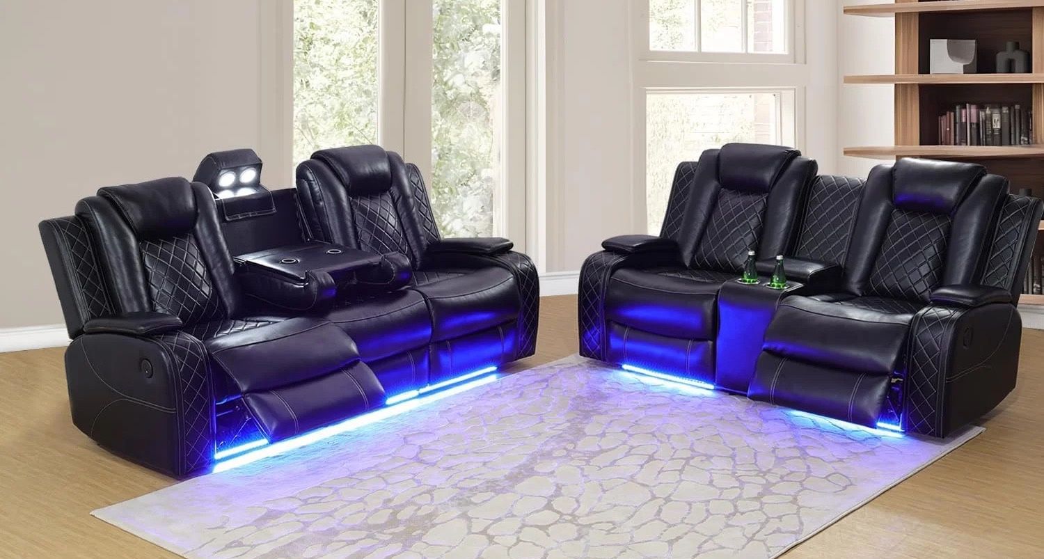 💥FREE DELIVERY💥Brand New POWER, LED, USB 2PC Reclining Sofa Loveseat Set