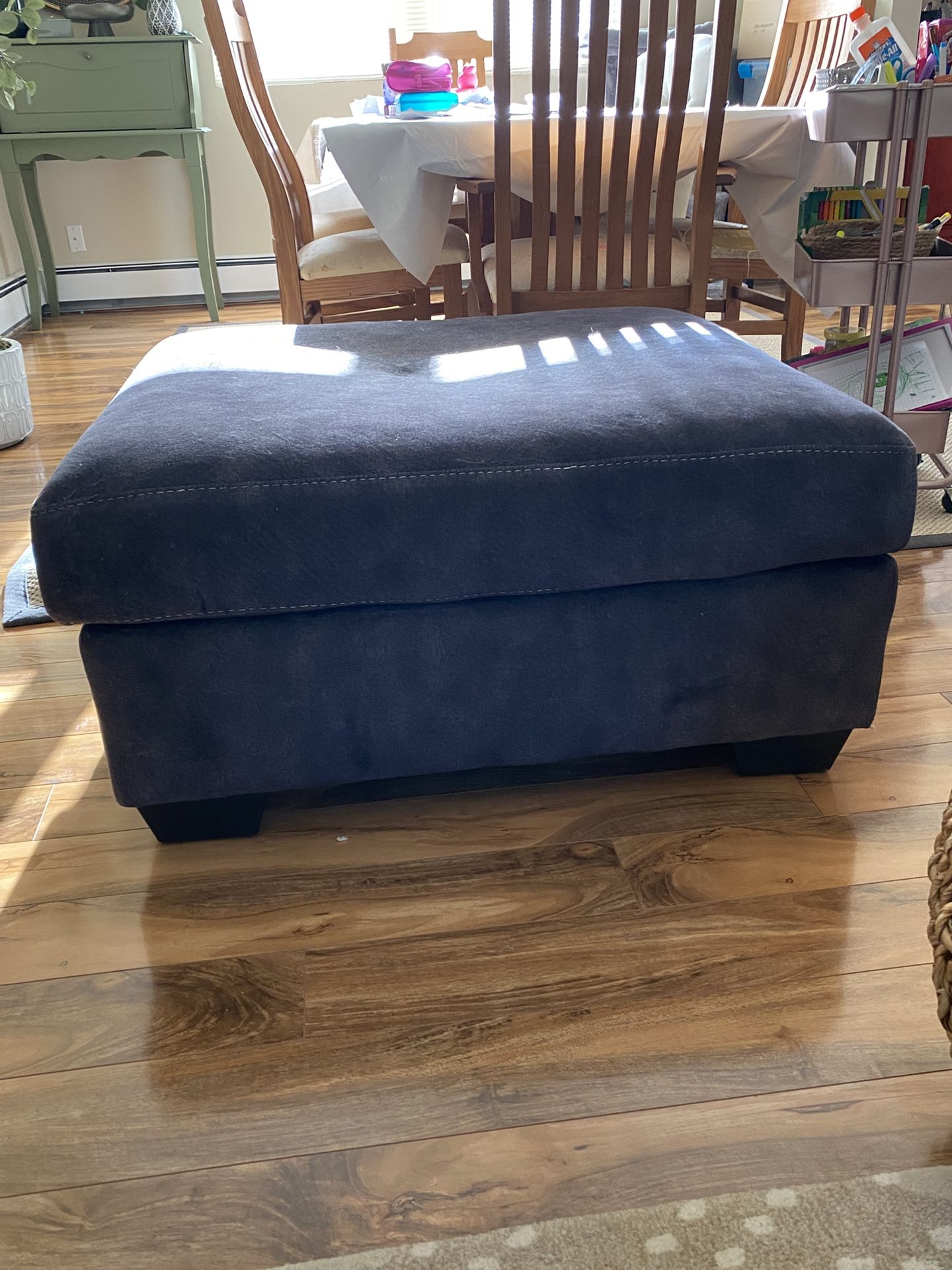 Gray Microfiber Ottoman