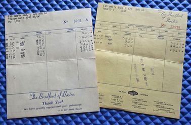 Vintage 1945 Hotel Receipts