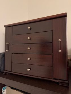 Dark Wood Jewelry Box with Drawers