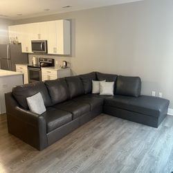 2-Piece Leather Sectional with Chaise