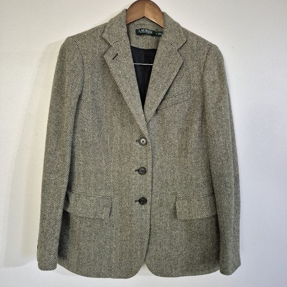 Lauren Ralph Lauren Tweed Single Breast Wool Blazer Size 8