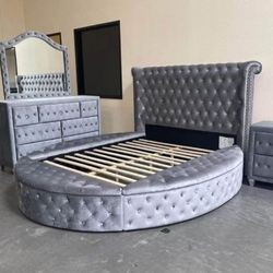Round Shaped Bed Frame With Storage 
