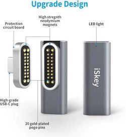 Magnetic USB C Adapter 20Pins Type C Connector, Support USB PD 100W Quick Charge, 10Gb/s Data Transfer and 4K@60 Hz Video Output Compatible with MacBo