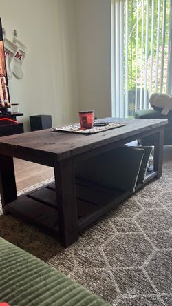 Handmade Rustic Farmhouse Solid Wood Coffee Table w/ Lower Shelf - 46x22x18