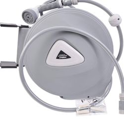 Retractable Garden Water Hose Reel Storage Gun Rewind Wall Mount 32Feet/65Feet/100Feet (100 Feet
