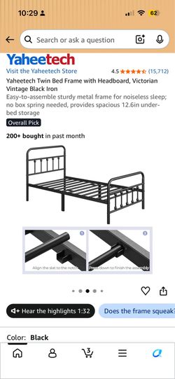 Yaheetech Twin Bed Frame with Headboard