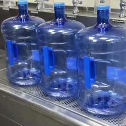 (3) 5-Gallon PET Plastic Push Cap Bottles