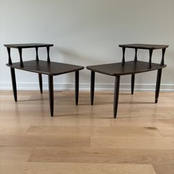Mersman Mid-Century Step Tables (Pair) – Walnut Laminate