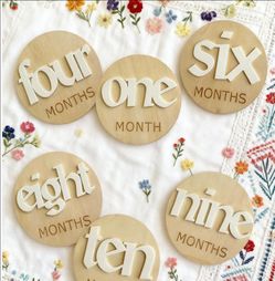 Baby Monthly Milestone Wooden Disc Set