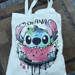 Stitch Eating Watermelon Tote Bag