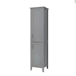 The Teamson Home Mercer Mid-Century Modern freestanding linen tower cabinet delivers tall, space-saving storage with clean lines and versatile functio