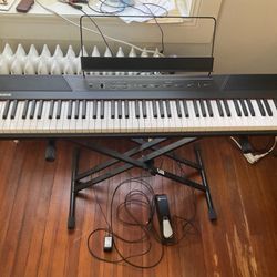 Digital Piano Bundle - Electric Keyboard With 88 Semi Weighted Keys, Built-In Speakers, 5 Voices And Sustain Pedal - Alesis Recital And M-Audio SP-2