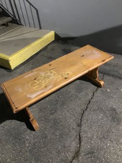 Wood bench scuffed as is