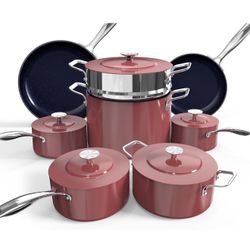 Nuwave Lux 13pc Forged Lightweight Cookware Set PFAS Free, Healthy G10 Duralon Ceramic Coating, Ultra Non-Stick, Stay-Cool Handles, Works on All Cookt