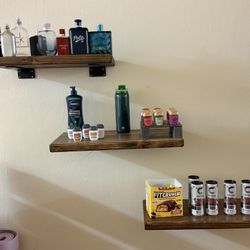 Three Shelves Real Wood Stained 