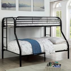 Brand New Black Metal Twin Full Bunkbed With 2 Innerspring Mattresses