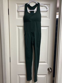 Ribbed Racerback Forest Green Seamless Jumpsuit