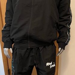 Last ones hit me mens rich$oul tracksuits $40 sizes and colors below ‼️☝🏽💯  Red - small   Black -2x   Blue- 2x xl   Orange-xl