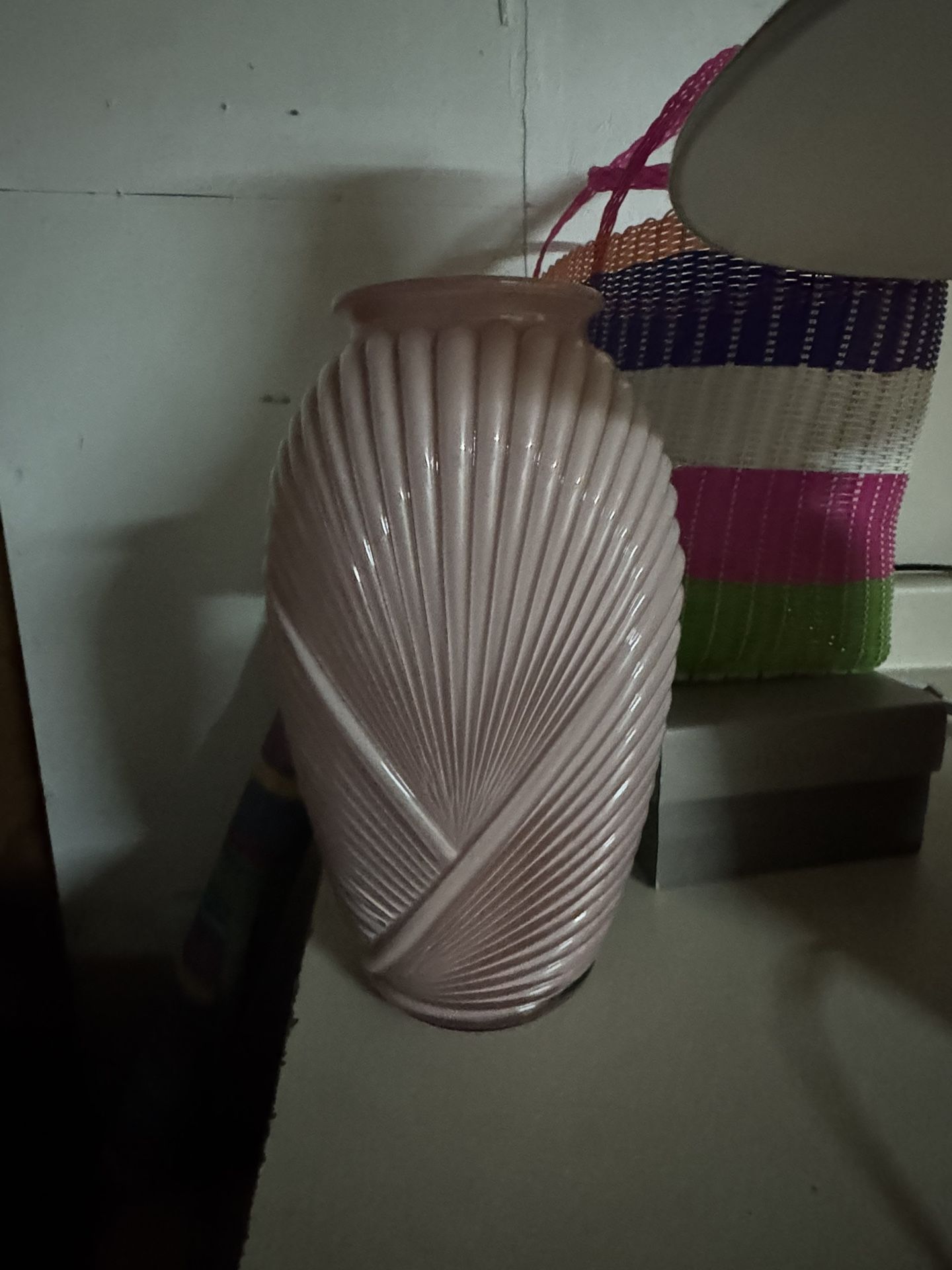 Blush Pink Textured Ceramic Vase – $8