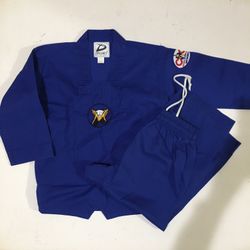 Karate Dojo Uniform Blue Eagle Emblem For Little Boy