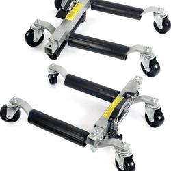  Set x 2 1500lbs Wheel Dolly Car Skates Vehicle Positioning Hydraulic Tire Jack Truck Rv Trailer Pick Up Lift Mover