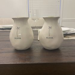Two Farmhouse Flower Bud Vases